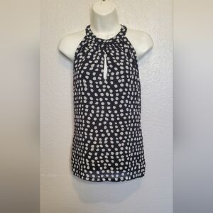 💚5/$25 Banana Republic Polka Dot Halter Neck Top Black & White Sleeveless Bouse